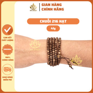 Vòng tay Chuỗi Tràng Hạt 216 4mm Trầm Tốc Việt - Trầm Hương Tự Nhiên