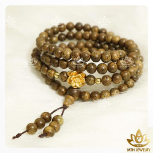Vòng Tay Trầm Hương 108 Đính Charm Sen