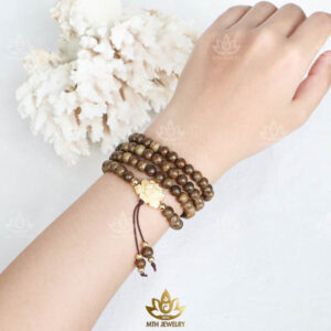 VÒNG TRẦM HƯƠNG ĐÍNH CHARM SEN VÀNG (3)