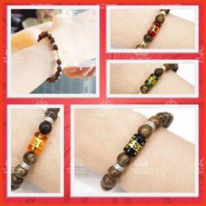 Vòng Trầm Hương Tròn Đơn Đính Đá Trụ Ngọc OMANI Trợ Mệnh Size 6/7/8/10mm