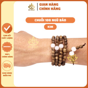 Vòng Trầm Hương 108 Hạt Đính Charm Ngũ Bảo Trợ Mệnh Không Chặn