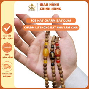 VÒNG TRẦM HƯƠNG 108 HẠT ĐÍNH CHARM BÁT NHÃ TÂM KINH
