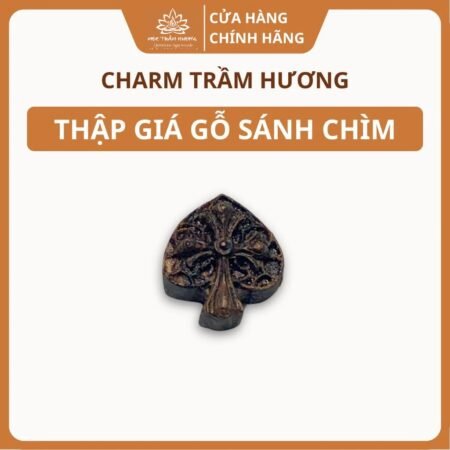 Charm Tim Thập Giá Trầm Hương Sánh Chìm Tự Nhiên 12.8mm Phụ Kiện Vòng Tay