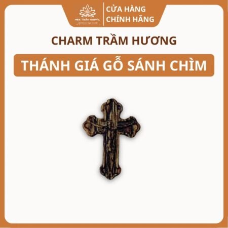 Charm Thánh Giá Trầm Hương Sánh Chìm Tự Nhiên 12.8mm Phụ Kiện Vòng Tay