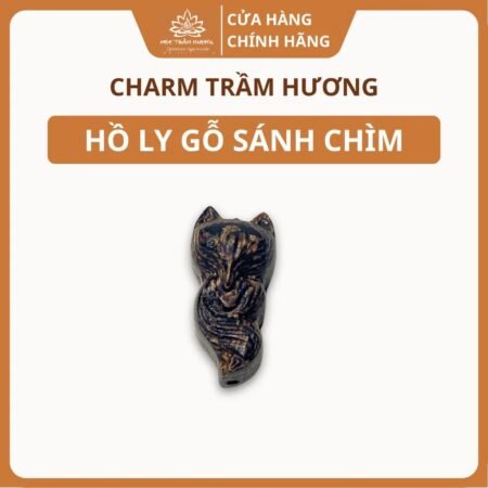Charm Hồ Ly Trầm Hương Sánh Chìm Tự Nhiên 12.8mm Phụ Kiện Vòng Tay