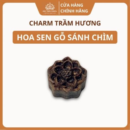 Charm Hoa Sen Trầm Hương Sánh Chìm Tự Nhiên 12.8mm Phụ Kiện Vòng Tay