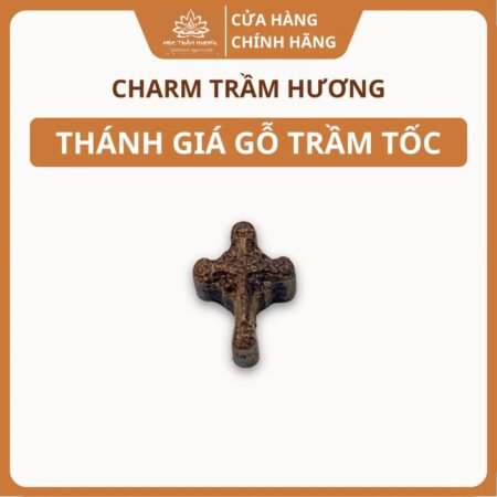 Charm Thánh Giá Trầm Hương Sánh Chìm Tự Nhiên 12.8mm Phụ Kiện Vòng Tay