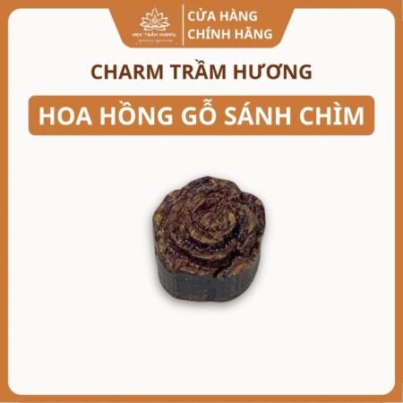 Charm Hoa Hồng Trầm Hương Sánh Chìm Tự Nhiên 12.8mm Phụ Kiện Vòng Tay