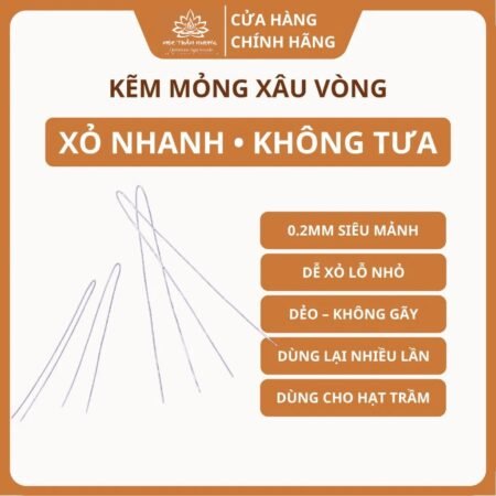 Kẽm Xâu Vòng Mỏng 0.2 mm Xỏ Hạt Trầm Hương, Hạt Đá Handmade (Giá 1 Kẽm)