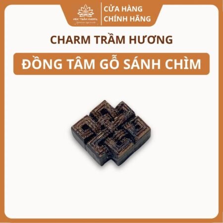Charm Vĩnh Kết Đồng Tâm Trầm Hương Sánh Chìm Tự Nhiên 12.8mm Phụ Kiện Vòng Tay