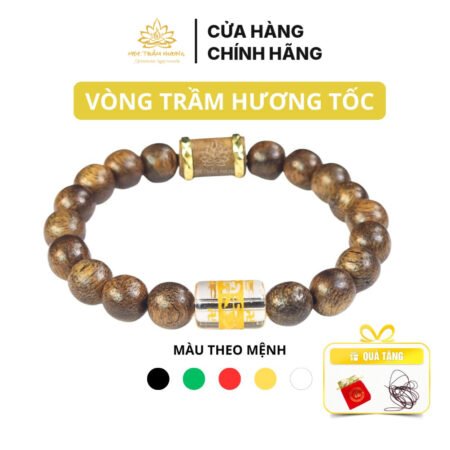 Vòng Tay Trầm Hương Đốt Trúc Trầm Tốc Việt Bọc Vàng Mix Lu Thống Omani