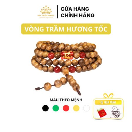 Vòng Tay Trầm Hương 108 Hạt Trầm Tốc Việt Mix Ngũ Bảo Trợ Mệnh, Lu Thống Omani