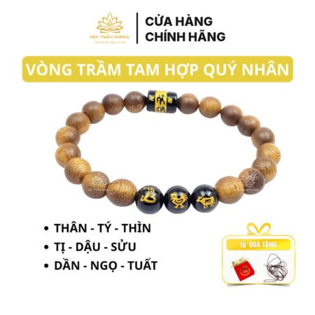 Vòng Tay Trầm Hương Tam Hợp Quý Nhân Mix Lu Thống Omani Trầm Tốc Việt