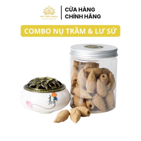 Combo Nhang Nụ Trầm Hương Tự Nhiên Và Lư Sứ Đốt Trầm Xông Nhà Thư Giãn