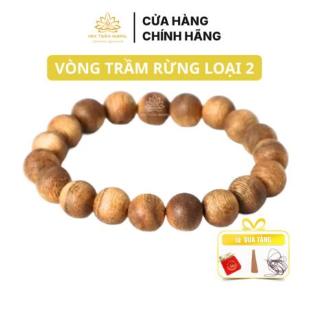 Vòng Tay Trầm Hương Rừng Loại 2 Hạt Tròn Đơn 8/10/12/14 mm Tuổi Trầm 10-15 Năm