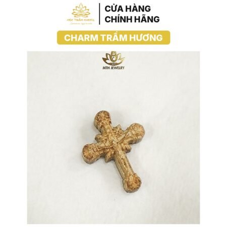 Charm Thánh Giá Trầm Hương Tự Nhiên 10/12 mm Phụ Kiện Vòng Tay Vòng Cổ