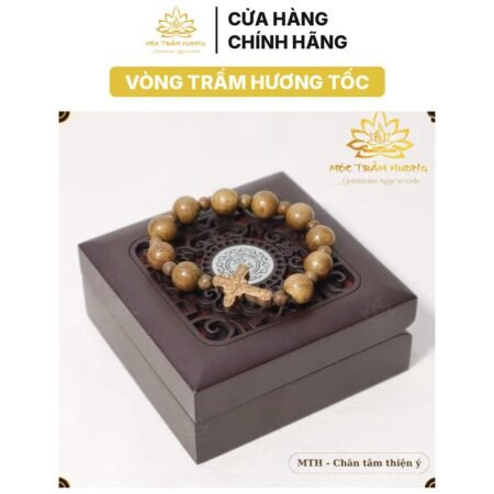 Vòng Tay Trầm Hương Chuỗi Hạt Mân Côi 12 mm (10 hạt) Trầm Tốc Việt (Túi Nhung/Nụ Trầm)