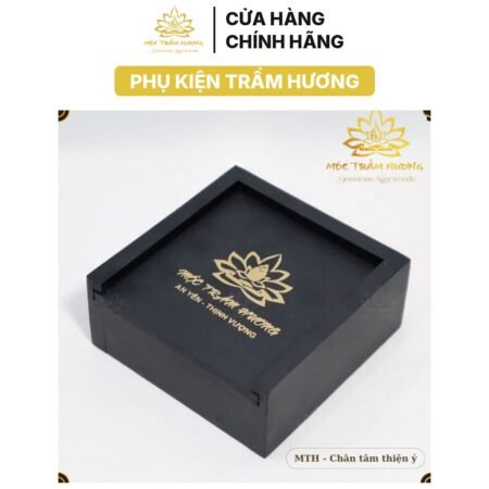 Hộp Gỗ Đen Đựng Vòng Tay, Chuỗi Hạt, Đồ Phong Thủy 10x10x3cm