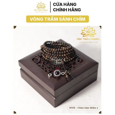 Vòng tay Chuỗi Tràng Hạt 216 4mm Trầm Sánh Chìm MIX Bạc S925 CHARM (Đá Đen)