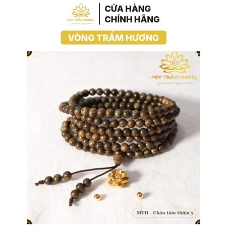 Vòng Tay Trầm Hương Tự Nhiên 216 Hạt 4mm MIX Charm Bạc (HOA SEN VÀNG-GOLD)