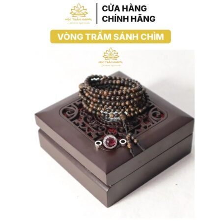 Vòng tay Chuỗi Tràng Hạt 216 4mm Trầm Sánh Chìm MIX Bạc S925 CHARM (Đỏ)