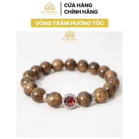 Vòng Tay Trầm Hương Tự Nhiên Tròn Đơn Tốc Việt – 8/10/12/14mm MIX Charm (Đỏ) Bạc S925