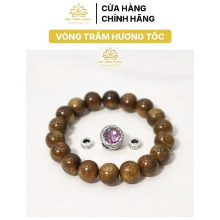 Vòng Tay Trầm Hương Tự Nhiên Tròn Đơn Tốc Việt Size 8/10/12/14mm – Charm