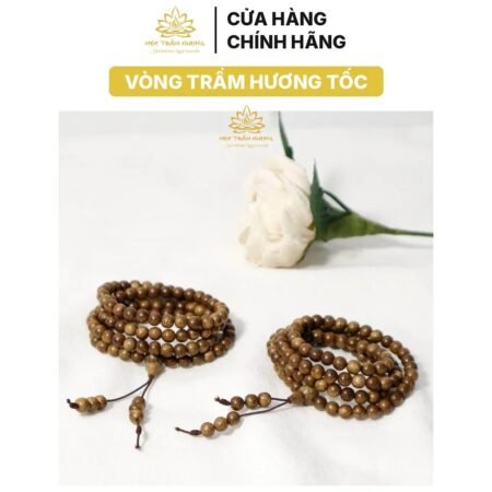 Vòng Tay Cặp Trầm Hương Chuỗi Tràng Hạt 108 6/7/8mm Trầm Tốc Việt – An Yên – COMBOx2 Vòng