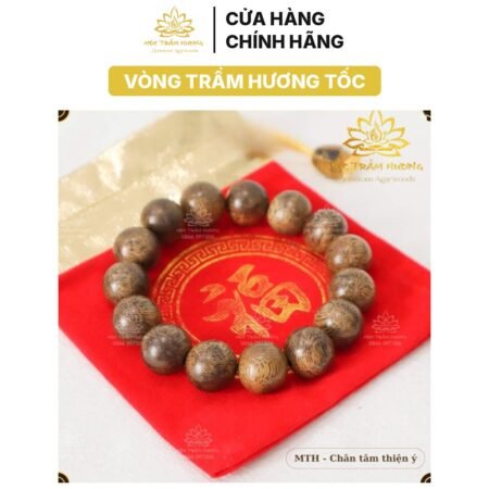 Vòng Tay Trầm Hương Hạt Tròn Đơn Size 14mm Trầm Tốc Việt Tự Nhiên – Thơm Dịu Nhẹ