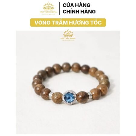 Vòng Tay Trầm Hương Tròn Đơn Tốc Việt Size 8/10/12/14mm MIX Charm (Xanh Dương) Bạc S925