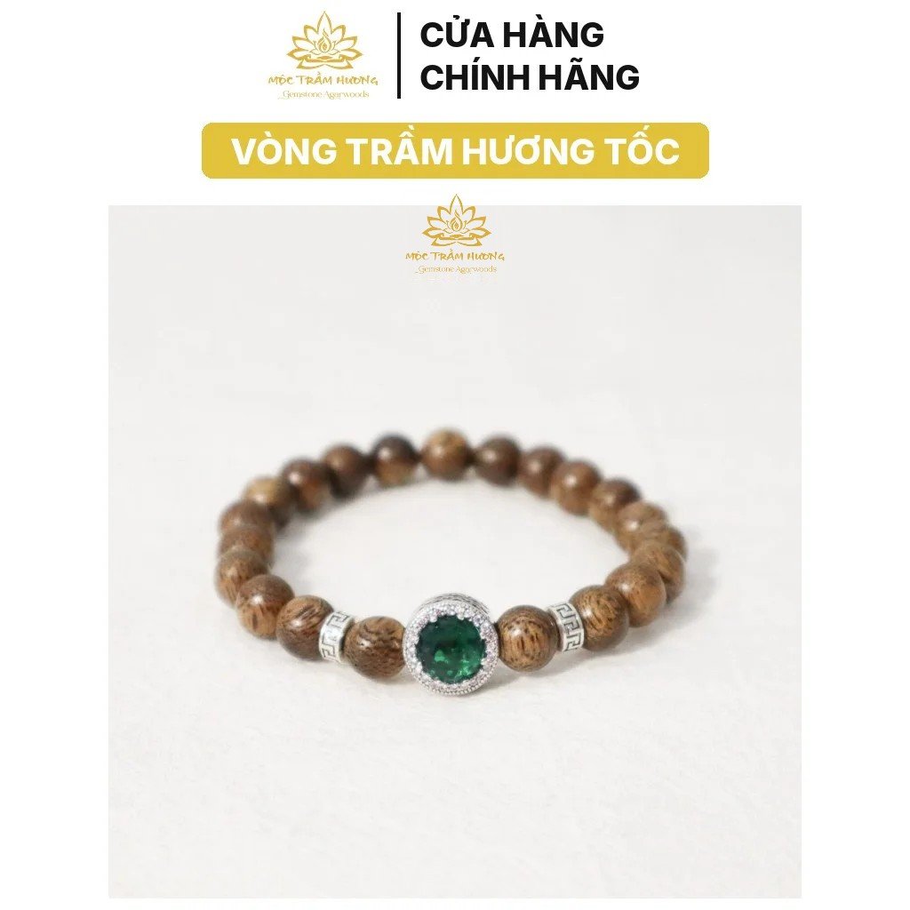 Vòng Tay Trầm Hương Tốc Việt Tròn Đơn Size 8/10/12mm Mix Charm Đá (Xanh Lá) Bạc S925 Vòng Tay Trầm Hương Tốc Việt Tròn Đơn Size 8/10/12mm Mix Charm Đá (Xanh Lá) Bạc S925