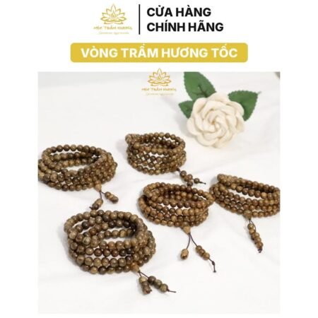 Vòng Tay Trầm Hương MTH Chuỗi Tràng Hạt 108 Size 6/7/8mm Trầm Tốc Việt (Combo x5 Vòng)