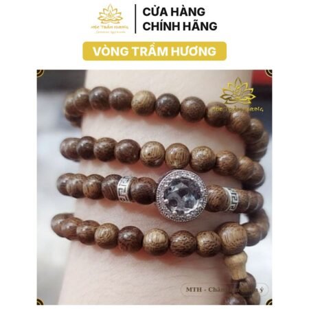 Vòng Trầm Hương Tự Nhiên 108 Hạt Mix Charm Bạc (Trắng Sữa) – Mộc Trầm Hương MTH