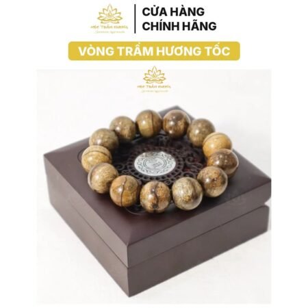 Vòng Tay Trầm Hương Trầm Tốc Bông Size 18mm Trầm Tốc Việt Tự Nhiên