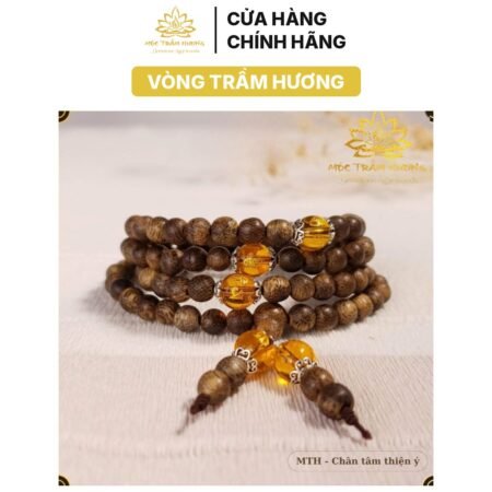 Vòng Tay Trầm Hương 108 Hạt Đính Đá Ngũ Sắc Trợ Mệnh Umani – Đá Mã Não Theo Mệnh