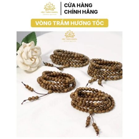 Vòng Tay Trầm Hương Chuỗi Tràng Hạt 108 6/7/8mm Trầm Tốc Việt (COMBO 4)