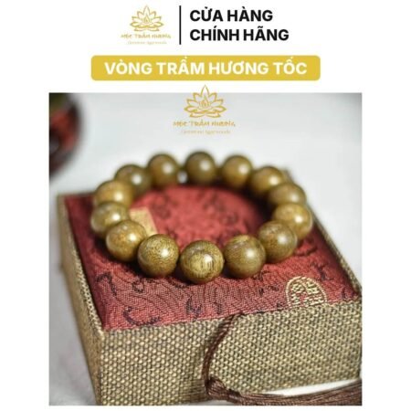 Vòng Tay Trầm Hương Hạt Tròn Đơn Size 16mm Trầm Tốc Việt Tự Nhiên Mùi Dịu Nhẹ Hạt Đẹp