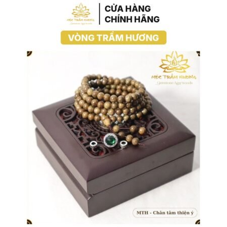 Vòng Tay Trầm Hương Tự Nhiên 108 Hạt MIX Charm Bạc S925 (Xanh Lá)